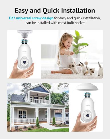 5MP QHD Bulb Security Camera 2.4GHz, 360° 3K Security Cameras Wireless Outdoor Indoor Full Color Day and Night, AI Motion Detection, Audible Alarm, Easy Installation, Compatible with Alexa in Saudi Arabia