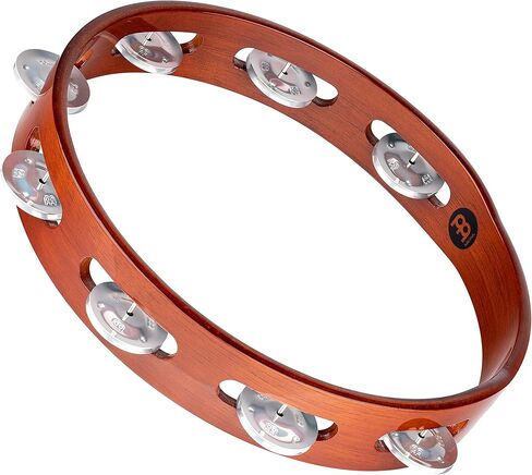 Meinl Percussion Traditional Goatskin Headed Wood Tambourine with Aluminum Jingles, Double Row — NOT Made in China — for All Musicians, 2-Year Warranty (TAH2A-AB) in Saudi Arabia