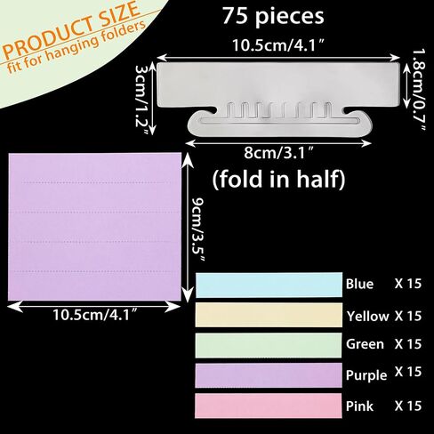 BTSKY 4.1 Inch Clear Hanging File Folder Tabs and Inserts, Plastic File Folder Labels Tabs and Inserts Divider Index Tabs for Organizing and Distinguishing Hanging Files Quick Identification(125 Pcs) in Saudi Arabia