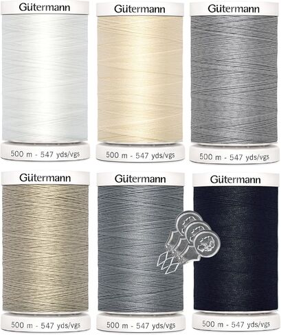 Gutermann Sew-All Thread (500m/547yd Each), 6-Pack Bundle with Bella's Crafts Needle Threaders (Black-10) in Saudi Arabia