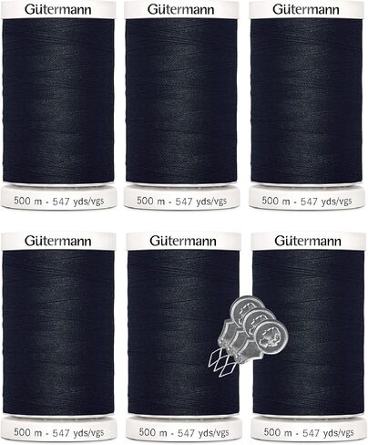 Gutermann Sew-All Thread (500m/547yd Each), 6-Pack Bundle with Bella's Crafts Needle Threaders (Black-10) in Saudi Arabia