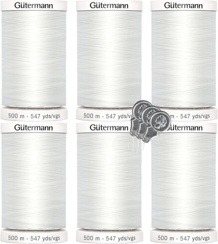 Gutermann Sew-All Thread (500m/547yd Each), 6-Pack Bundle with Bella's Crafts Needle Threaders (Black-10) in Saudi Arabia