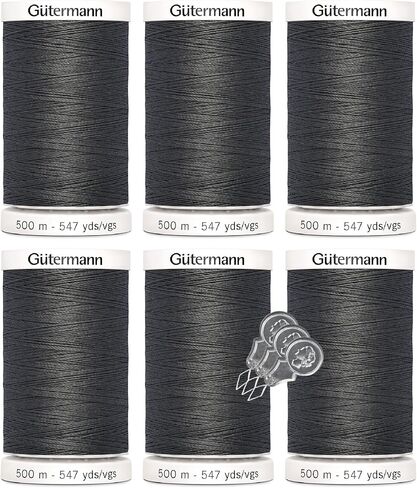 Gutermann Sew-All Thread (500m/547yd Each), 6-Pack Bundle with Bella's Crafts Needle Threaders (Black-10) in Saudi Arabia
