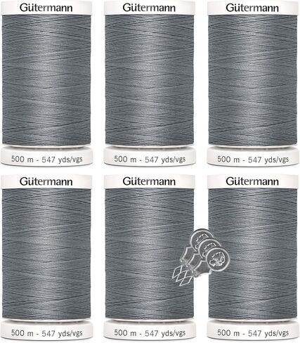 Gutermann Sew-All Thread (500m/547yd Each), 6-Pack Bundle with Bella's Crafts Needle Threaders (Black-10) in Saudi Arabia