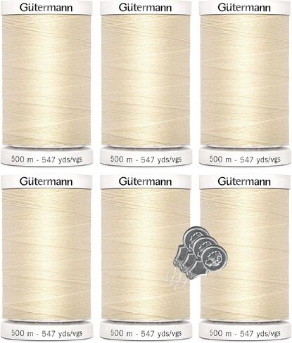 Gutermann Sew-All Thread (500m/547yd Each), 6-Pack Bundle with Bella's Crafts Needle Threaders (Black-10) in Saudi Arabia