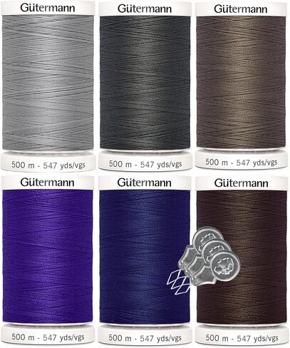 Gutermann Sew-All Thread (500m/547yd Each), 6-Pack Bundle with Bella's Crafts Needle Threaders (Black-10) in Saudi Arabia