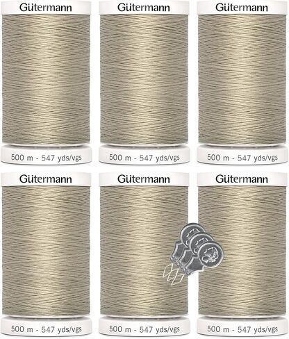 Gutermann Sew-All Thread (500m/547yd Each), 6-Pack Bundle with Bella's Crafts Needle Threaders (Black-10) in Saudi Arabia