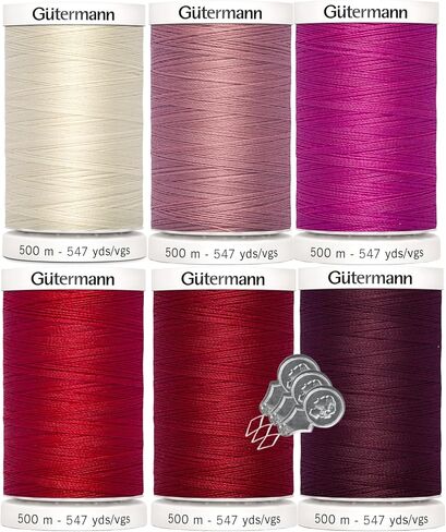 Gutermann Sew-All Thread (500m/547yd Each), 6-Pack Bundle with Bella's Crafts Needle Threaders (Black-10) in Saudi Arabia