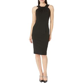 Calvin Klein Pleated Halter Neck Scuba Crepe Sheath