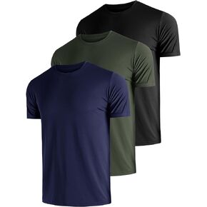 3 Pack Men's Dry Fit Shirts, Moisture Wicking, High Performance Stretchable Casual Athletic Shirts for Men