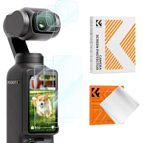 K&F Concept [6pcs Screen Protector for DJI Osmo Pocket 3 Screen & Camera Lens, Ultra Clear Tempered Glass Screen Protector, Anti Scratch Bubble Free Ultra Resistant