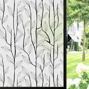 Black Vines Window Privacy Film Decorative Stained Glass Sun Blocking Heat Control with Free Installation Tools, Privacy Window Film Day and Night, CTBLT470, 35.4" x 78.7"