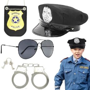 4 Pcs Police Accessories Kit,Cool Police Costume,Police Pretend Play Toy Set, Police Toys For Kids Police