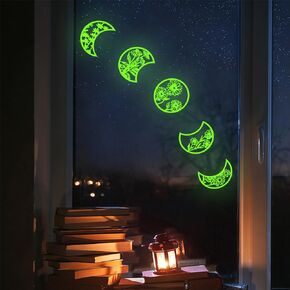 Moon Phase Wall Stickers,self-Adhesive Children's Room Wall Stickers Fairy Moon Stars Fluorescent Wall Stickers Wall Decoration Children's Room Girl Decoration Stickers