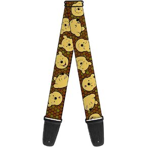 Buckle-Down Guitar Strap - Winnie the Pooh Expressions/Honeycomb Black/Browns - 2" Wide - 29-54" Length