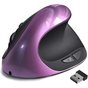 Ergonomic Mouse,Rechargeable Small Vertical Mouse with 6 Buttons Adjustable 800/1200/1600 DPI Purple Wireless Mouse for Laptop, Desktop, PC, MacBook in Kuwait