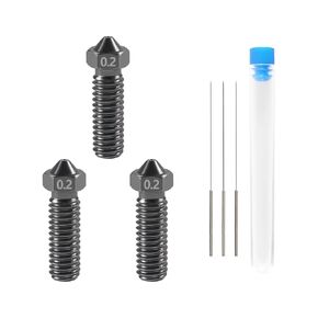 Aokin 3 Pcs 0.6mm 3D Printer Hardened Steel Nozzles for Volcano Nozzle and 3 Pcs 0.5mm Stainless Steel Nozzle Cleaning Needles for Anycubic Vyper, Kobra Max, Kobra Plus, 1.75mm Filament 3D Printer