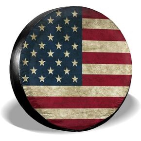 Fly Eagle with American Flag Spare Tire Cover Polyester Dust-Proof Wheel Tire Cover Protectors Universal for Jeep Trailer Rv SUV Truck Camper Trailer Accessories 15 Inch Fits for Diameter 27''~29''