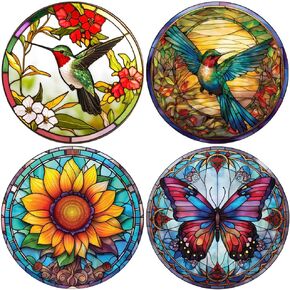 4 Sheets Anti-Collision Window Clings,Birds Alert Collision Window Decals Bird Butterfly Sunflower Cling Decor Static Deterrent Decal Prevent Bird Strikes on Doors Windows