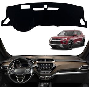 Dashboard Dash Board Cover Mat Pad Carpet Non-Slip Custom Compatible with Chevy/Chevrolet Trailblazer 2021 2022 2023 Protector Sunshield (Black Trim)