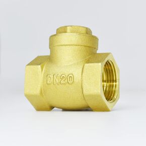 3/4 One Way Check Valve, 3/4" Female Thread Horizontal Swing Brass Check Valve to Prevent Water Backflow, Fuel Oil Water Gas Air Check Valve for Sump Pump and Air Compressor DN20