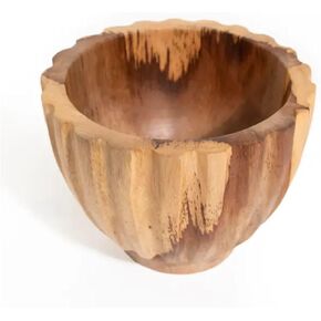 ANDALUCA Round Scalloped Indonesian Wood Bowl (Small)
