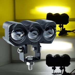 2pcs Motorcycle Spot Lights,Dual Color White/Amber Driving Fog Lights High Low Beam 35W LED Pod Lights for Truck,ATV,UTV,SUVs.2-Pack.