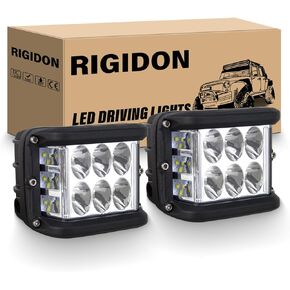 RIGIDON 2PCS 60W Fog Light, Spot LED Work Light Three Side White LED Light Bar Offroad Light for Truck ATV SUV Driving Boat 4x4 Car Roof Luggage Rack, Bumper, Hood