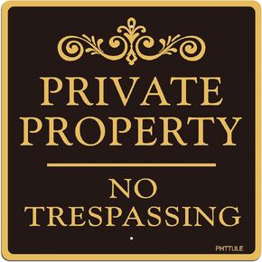 Large Private Property No Trespassing Sign, 12x12 Inches Heavy Duty Reflective Aluminum Metal Signs, Fade Resistant, Weatherproof, Indoor or Outdoor Use