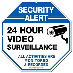 2-Pack Video Surveillance Signs, 12 x 12 Inches .040 Aluminum Security Warning Metal Reflective Signs, Indoor Or Outdoor Use for Home Business CCTV Security Camera, UV Protected & Waterproof