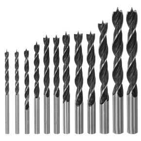 Brad Point Drill Bit Set 3/4/5/6.5/8/9.5/11/12mm Straight Round Shank Metric Brad Point Spiral Twist Drill Bits for Softwood Hardwood Plywood Plastic Rubber, Black