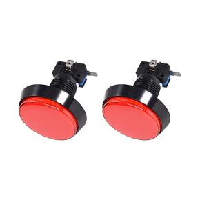 Game Push Buttons Game Round Push Switches Red LED Light with Micro Switches [for Arcade Game] -60mm/12V/2 Pcs
