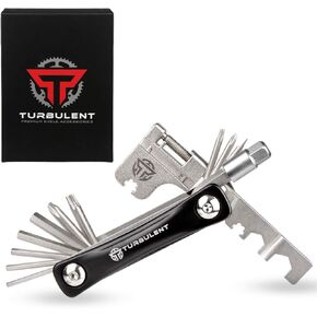 Turbulent Universal Bike Multitool - The Ultimate 23 in 1 Portable Sized Tool Kit with Chain Breaker, Allen Keys, Spoke Tool and More - Heavy Duty Multi Function Bicycle Repair Tools