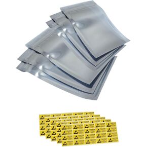 أكياس مضادة للكهرباء الساكنة، أكياس ESD قابلة للإغلاق، 100 قطعة حقيبة مضادة للكهرباء الساكنة مع 100 قطعة من الملصقات المضادة للكهرباء الساكنة لمحرك الأقراص الصلبة، ومعالج بطاقة اللوحة الأم، وذاكرة الوصول العشوائي، والأجهزة الإلكترونية in Kuwait