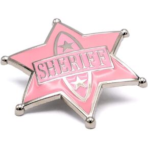 Shower Games & Co. Pink Cowgirl Sheriff Badge - Cute Accessory for Women's Cowgirl Costumes, Dress-Up Parties, Halloween & Western-Themed Birthday Celebrations