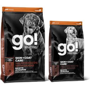 GO! SOLUTIONS Skin + Coat Care Dry Dog Food for Large Breed Puppy - Salmon Recipe with Grains - Complete & Balanced Nutrition, 12 lbs