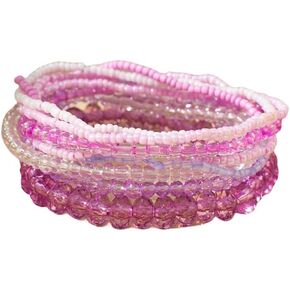 Colorful Boho Crystal Seed Beaded Bracelet for Women Girls Stackable Handmade Bohemia Stretch Bracelet Wristbands Shiny Hawaii Beach Jewelry Birthday Wedding Gifts
