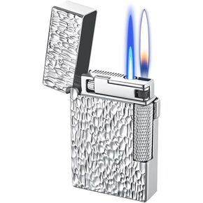 Lighters Jet Torch Lighter Soft Flame Lighter 2 in 1 Windproof Refillable Butane Lighter Good for Cigarette Cigar Candle Camping Hiking BBQ (Black)
