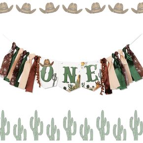 How the West Was One Year Old Party High Chair Banner, Cowboy 1st Birthday Decorations High Chair Banner Pre-Assemble First Rodeo Birthday Party Banner for Western Cowboy 1st Birthday