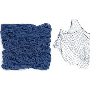 Fish Net Decoration Party Decor – Blue Cotton Netting 48" x 144" Inches. Fishnet for Nautical Theme, Pirate Party, Hawaiian Party, Underwater, Beach, Ocean & Mermaid Party.
