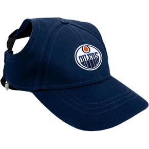Littlearth Unisex-Adult NHL Edmonton Oilers Pet Baseball Hat, Team Color, X-Small