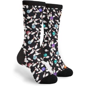 Bowling Pins Balls Toss Men & Women Casual Cool Cute Crazy Funny Athletic Sport Colorful Fancy Novelty Graphic Crew Tube Socks