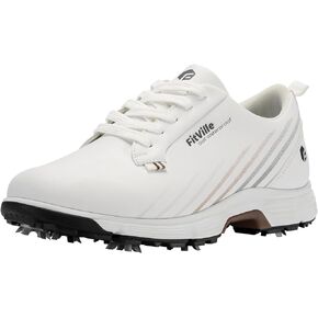 FitVille Wide Mens Golf Shoes Waterproof Lightweight Golf Shoes Men Spiked Extra Cushioning for Flat Feet Arch Fit Heel Pain Relief