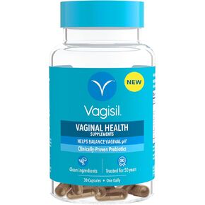 Vagisil Vaginal Health Supplements, Clinically-Proven Probiotics, Promotes Vaginal Health, Clean Ingredients, Helps Balance Vaginal pH, Just 1 Capsule Daily, 30 Capsules