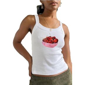 Floral Print Tank Tops Women Y2k Spaghetti Strap Graphic Cami Tank Tops Sleeveless Cute Going Out Crop Tops