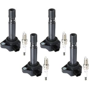 4PCS UF-582 Ignition Coils Pack & 5266 Iridium Spark Plugs Compatible with Honda Civic 2006-2011 L4 1.8L Replace#UF582, 30520RNAA01
