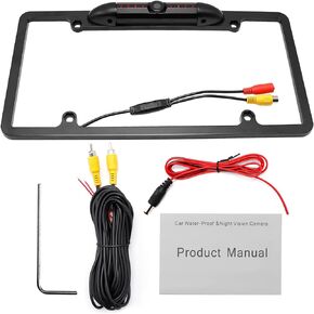 Car Rear View Backup Camera with 8 Bright LEDs Parking Reverse Night Vision CMOS HD Night Vision Reversing Assist Security US License Plate Frame