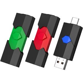 JUANWE 64GB USB C Dual Flash Drives 3 Pack - 2 in 1 Type C + USB A Retractable Thumb Drive USB C Memory Stick Jump Drive for iPhone 15, iPad, Android Phones, Tablet, Laptop, Computers
