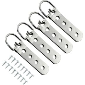 2pcs 4 Hole D-Ring Picture Hanger, Extra Large Strap Hanger, Heavy Duty Picture Hanging Hooks with Screws for Artwork Painting Picture Frame