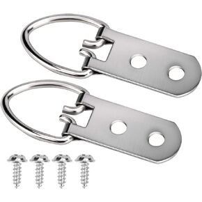200 PCS Heavy Duty D Ring Picture Hangers with 200 PCS Screws, Double Hole D Hooks for Picture Hanging, Durable D Ring Hangers for Hanging Picture Frames, Mirrors, Picture